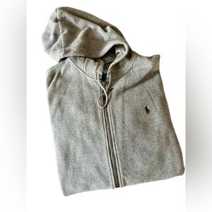 VTG Ralph Lauren polo hooded jacket XL full zip‎ brown 100% cotton knit sweater